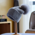 Women's Fashion Fox Fur Wool Hat | Embroidered Cap