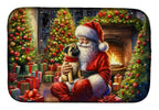 Fawn Pug and Santa Claus Dish Drying Mat