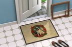 White Boxer Christmas Flowers Doormat