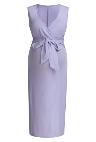 Maternity Sleeveless Dress with Cross Waist Design