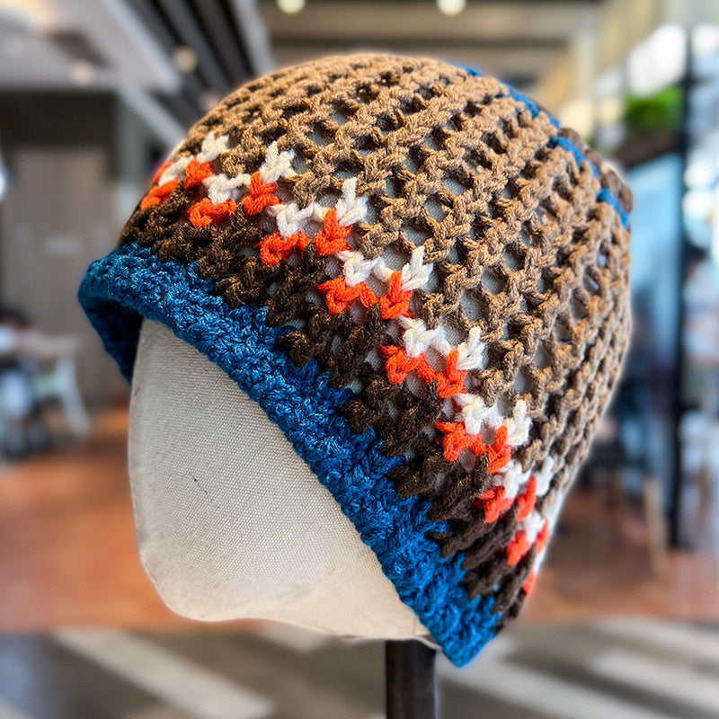 Handmade Women's Knitted Wool Earflap Cap | Embroidered Cap