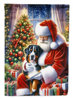 Greater Swiss Mountain Dog and Santa Claus House Flag