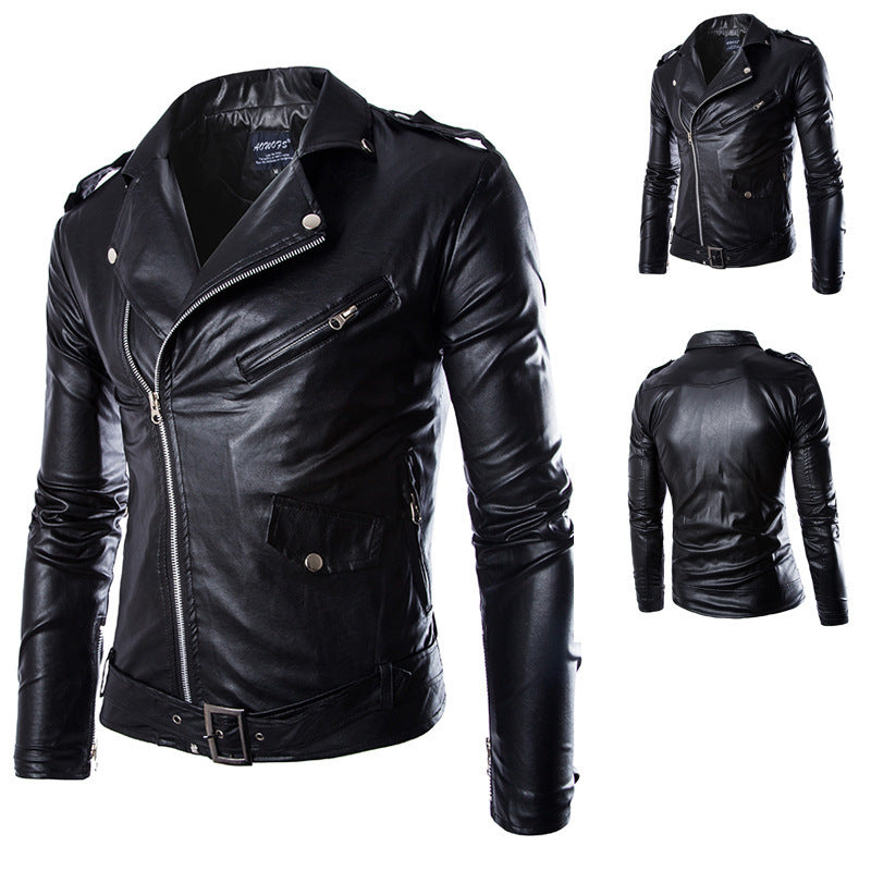 British White Washed Leather Motorcycle Jacket