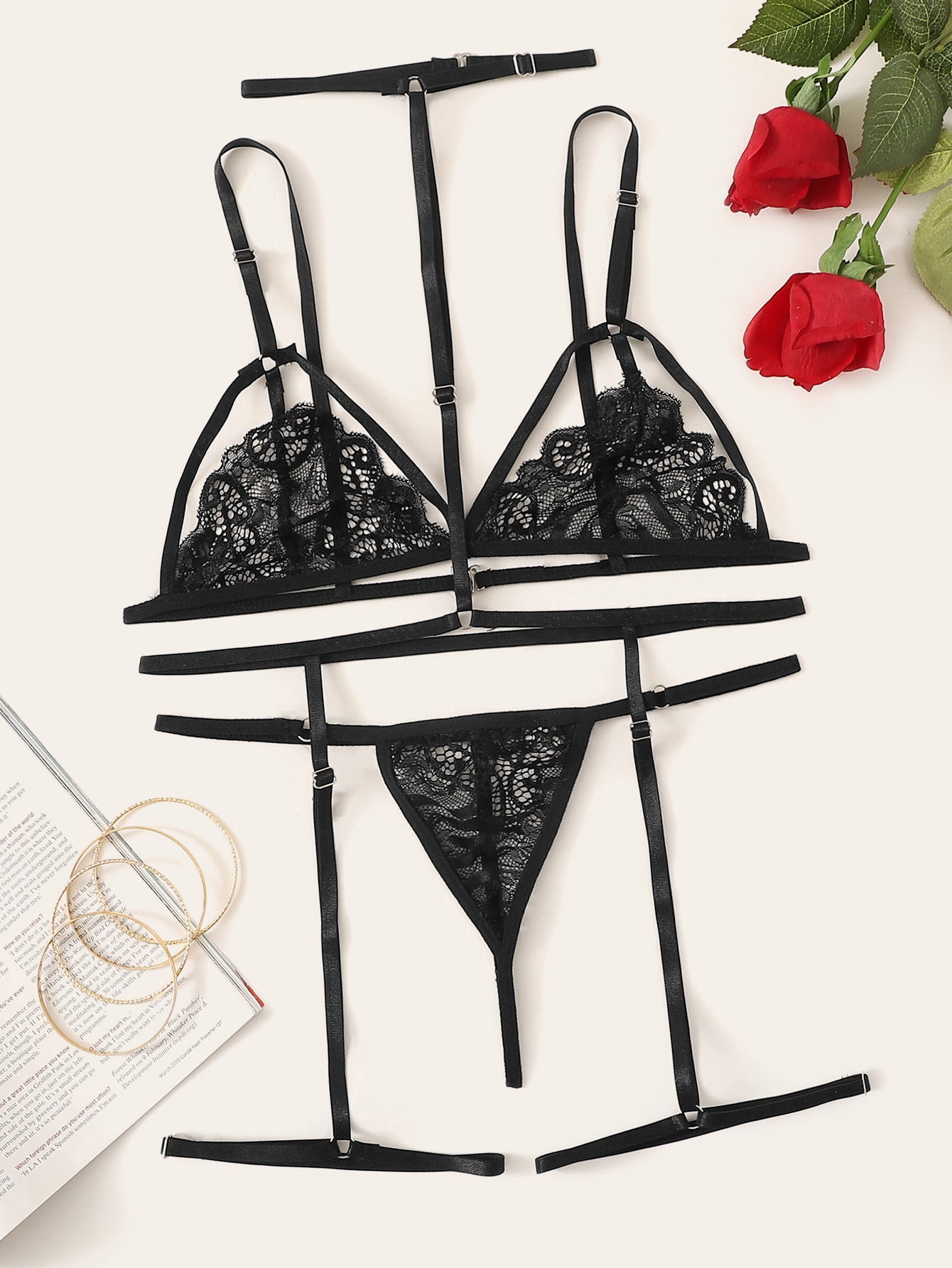 Lingerie Set with Neck and Leg Rings, Wholesale 1732