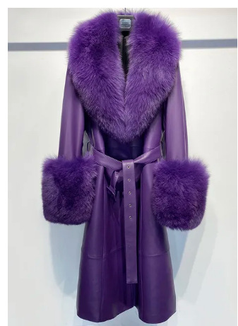 Leather Coat with Fox Fur