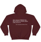 Dear Person Behind Me, Hoodie | Streetwear