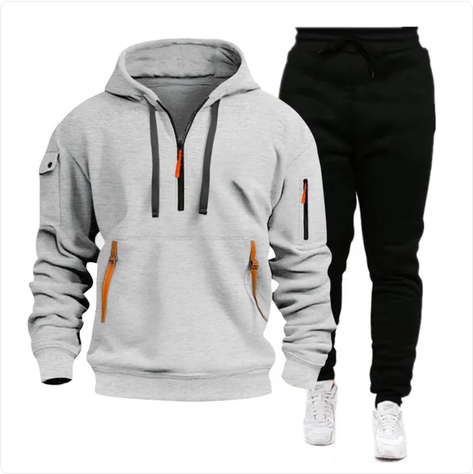 Men's Hooded Sweatshirt with Multi-Pocket Design | Streetwear