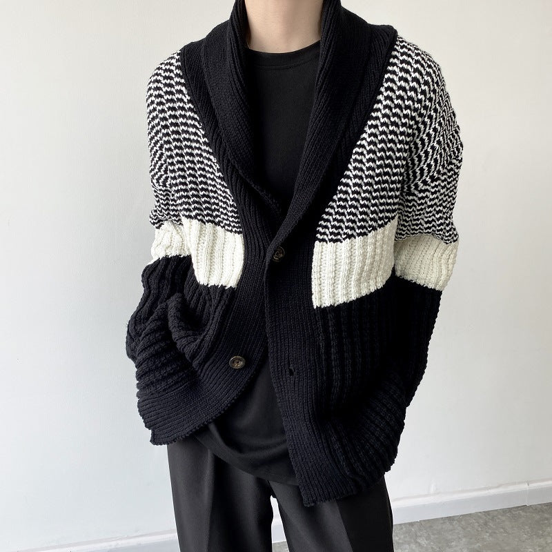 Coarse Wool Contrast Knitting Sweater for Dough Twists