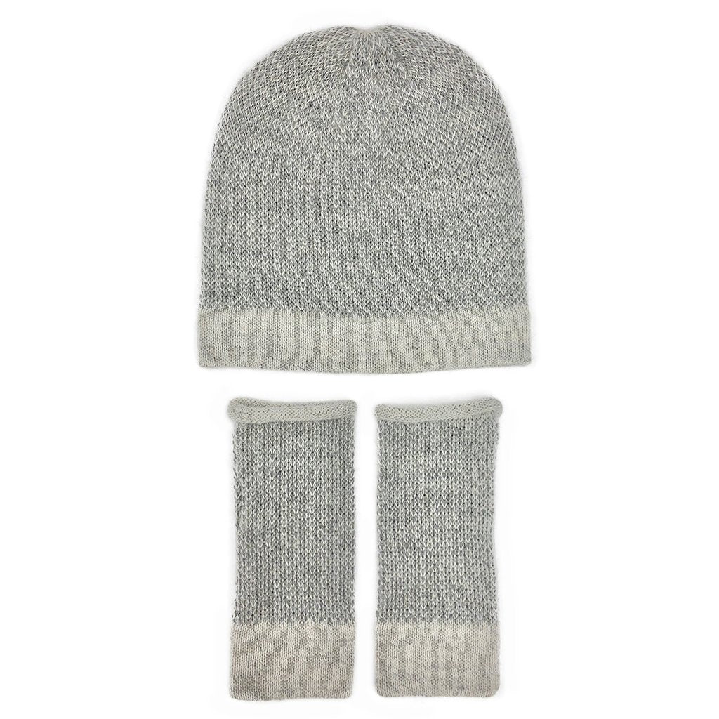 Gray Interwoven Alpaca Beanie | Embroidered Cap