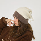 Dual-use Wool Knitted Pile Hat with Collar | Embroidered Cap