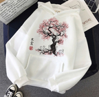 Peach Tree Polyester Hooded Sweater for Autumn/Winter