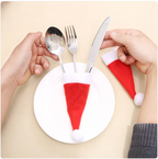Christmas Hat Knife and Fork Holder Sleeve | Embroidered Cap