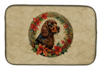 Field Spaniel Christmas Flowers Dish Drying Mat