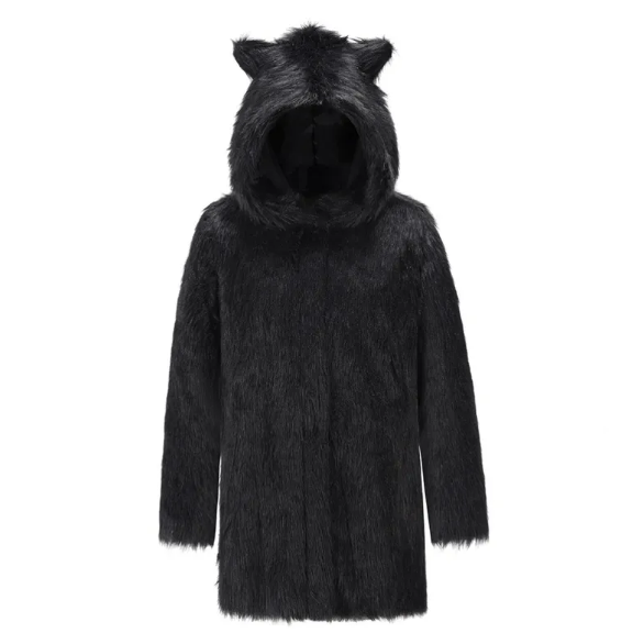Women's Hooded Fur Overcoat Jacket