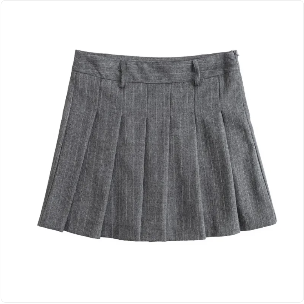 French Pinstripe Wool Blend Suit Skirt Set