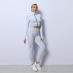 3PCS Women's Seamless Yoga Set - Leggings, Crop Top, Bra
