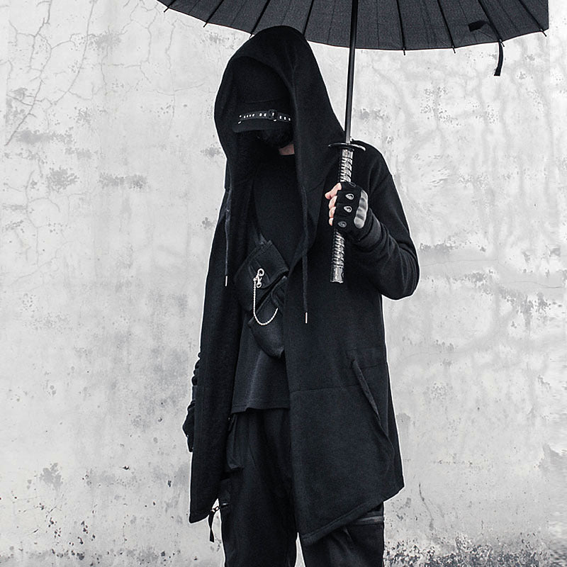 2023 Punk Hip Hop Hooded Trench Coat for Men