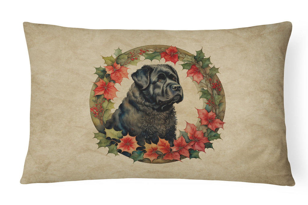 Bouvier des Flandres Christmas Flowers Throw Pillow