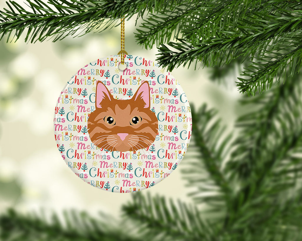 Kurilian Bobtail Cat Christmas Ceramic Ornament