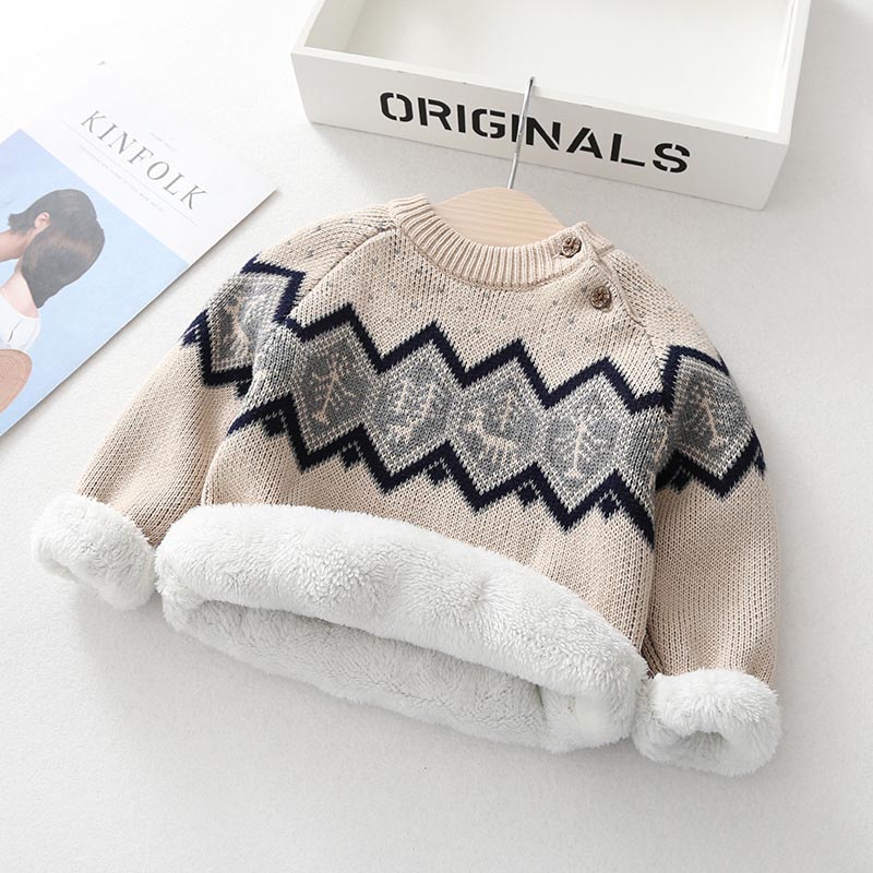 Thick Retro Knitted Velvet Sweater for Kids
