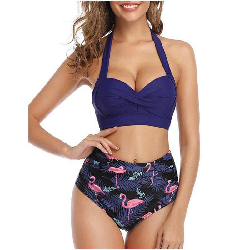 Vintage High-Waisted Bikini Swimsuit for Women