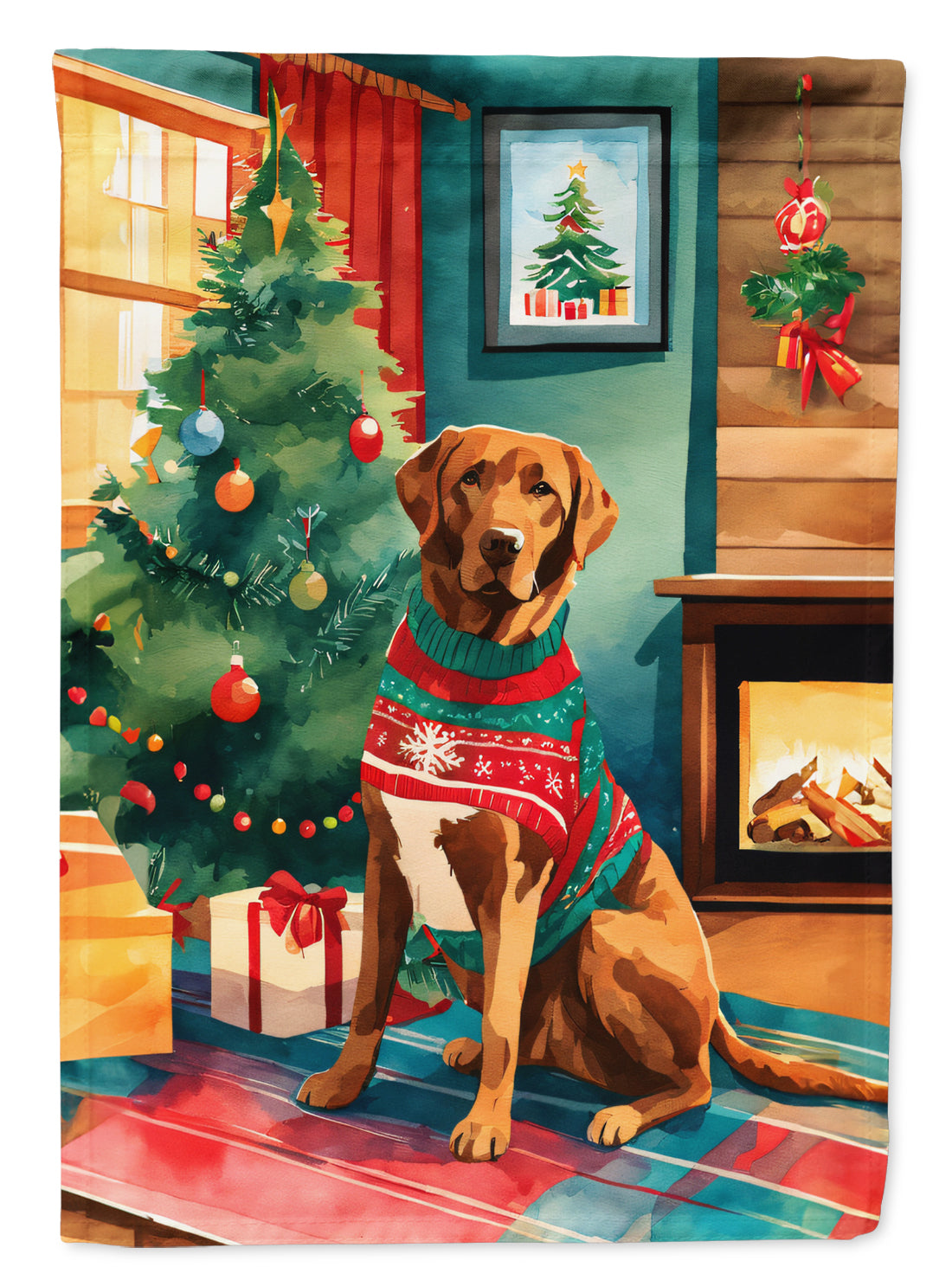 Chesapeake Bay Retriever Christmas House Flag