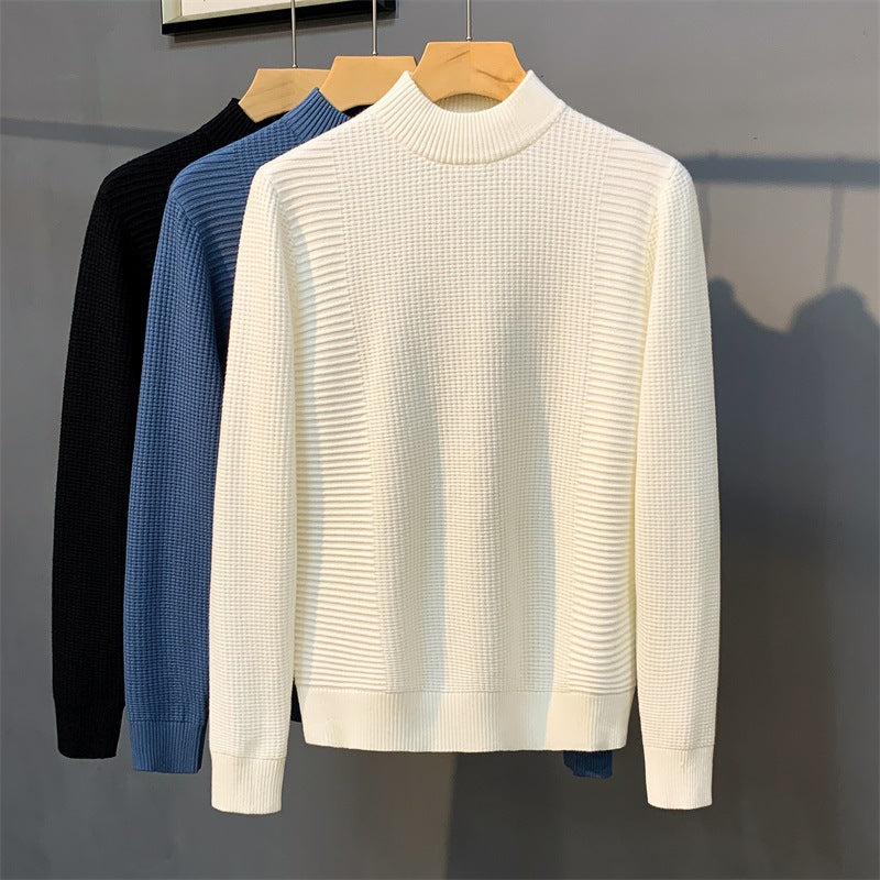 Mock Neck Solid Color Casual Sweater Top