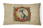 Italian Greyhound Christmas Flowers Throw Pillow