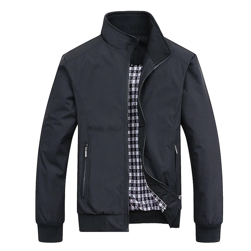 Men's Slim Solid Color Baseball Jersey Jacket