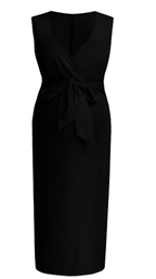 Maternity Sleeveless Dress with Cross Waist Design
