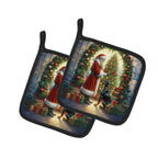 Doberman Pinscher and Santa Claus Pair of Pot Holders