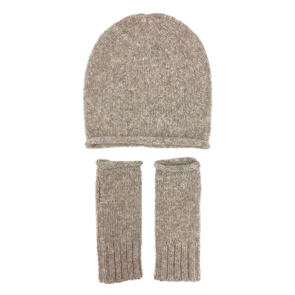 Beige Essential Knit Alpaca Beanie | Embroidered Cap