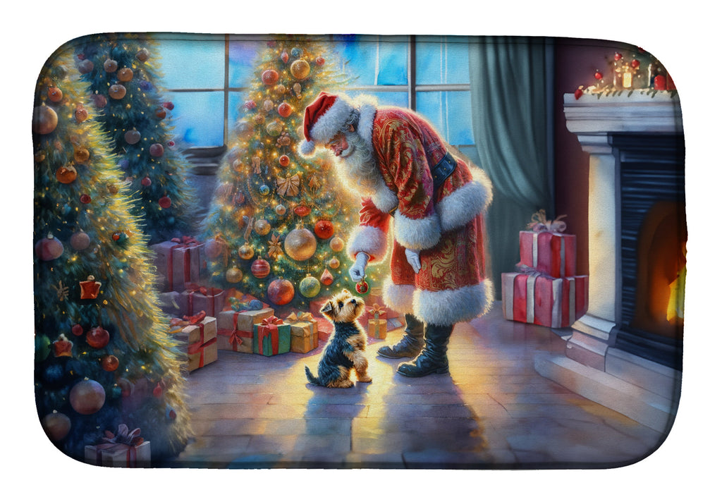 Australian Terrier and Santa Claus Dish Drying Mat