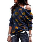 Ladies Printed Round Neck Pullover Sweater | Streetwear