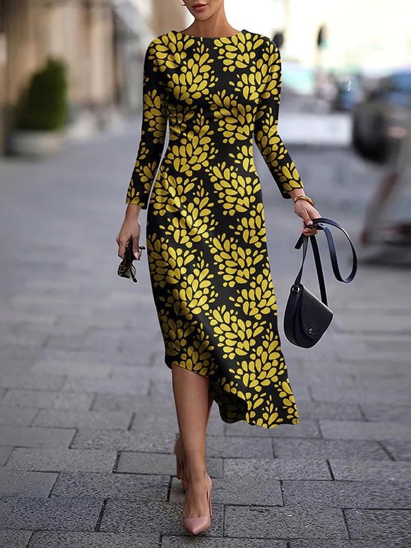 Spandex A-line Dress with Round Neck Pullover Design | Streetwear