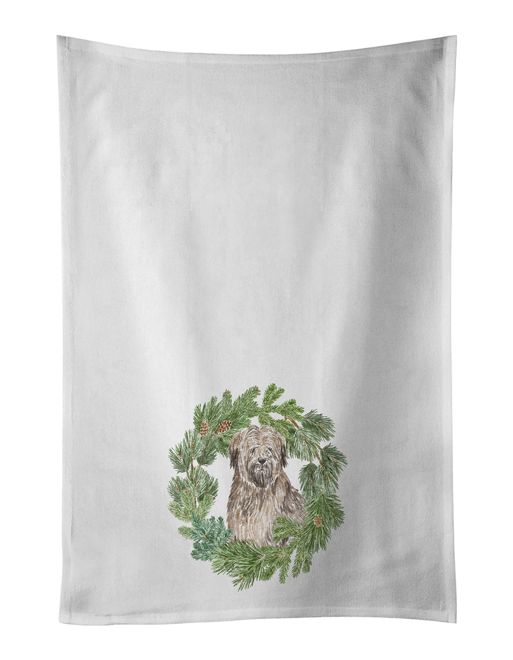Briard Christmas Wreath Kitchen Towel Set of 2