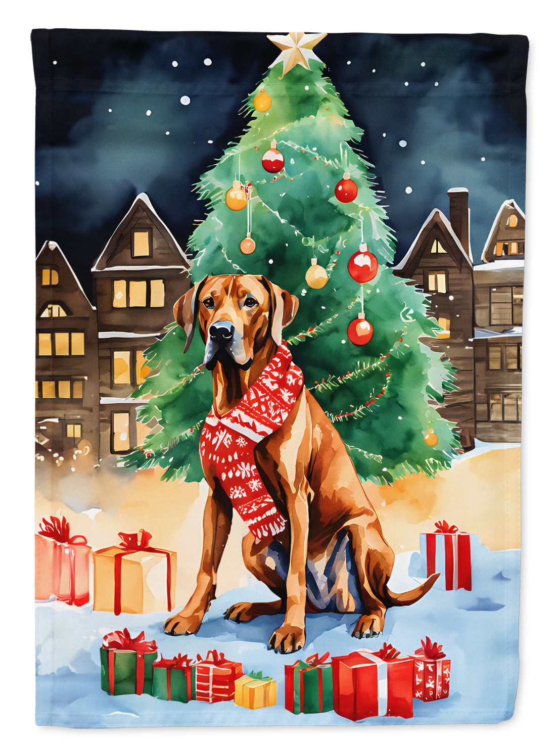 Rhodesian Ridgeback Christmas Garden Flag