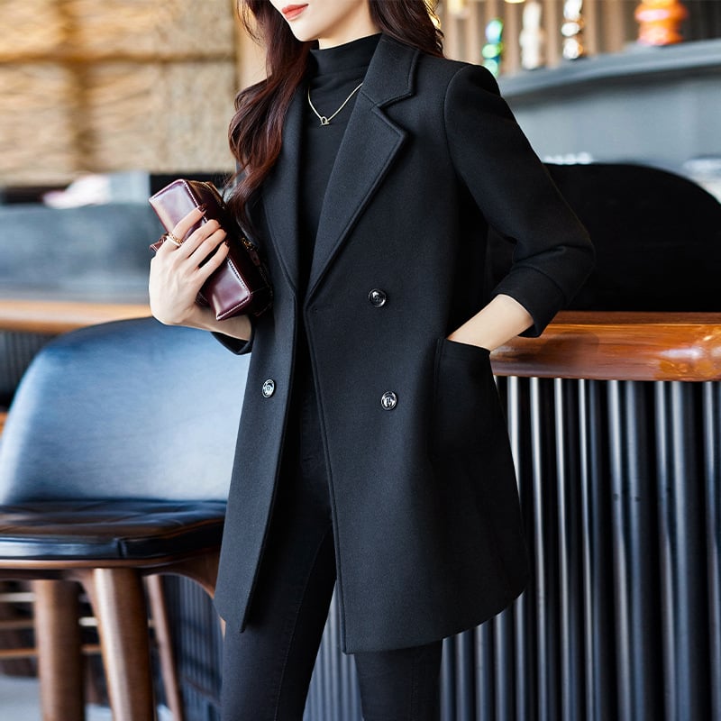 Black Double Breasted Women's Suit Jacket for Fall/Winter