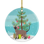 Oriental Bicolor Cat Christmas Ceramic Ornament