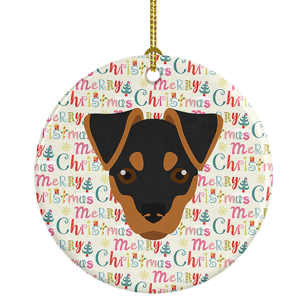 Japanese Terrier Merry Christmas Ceramic Ornament