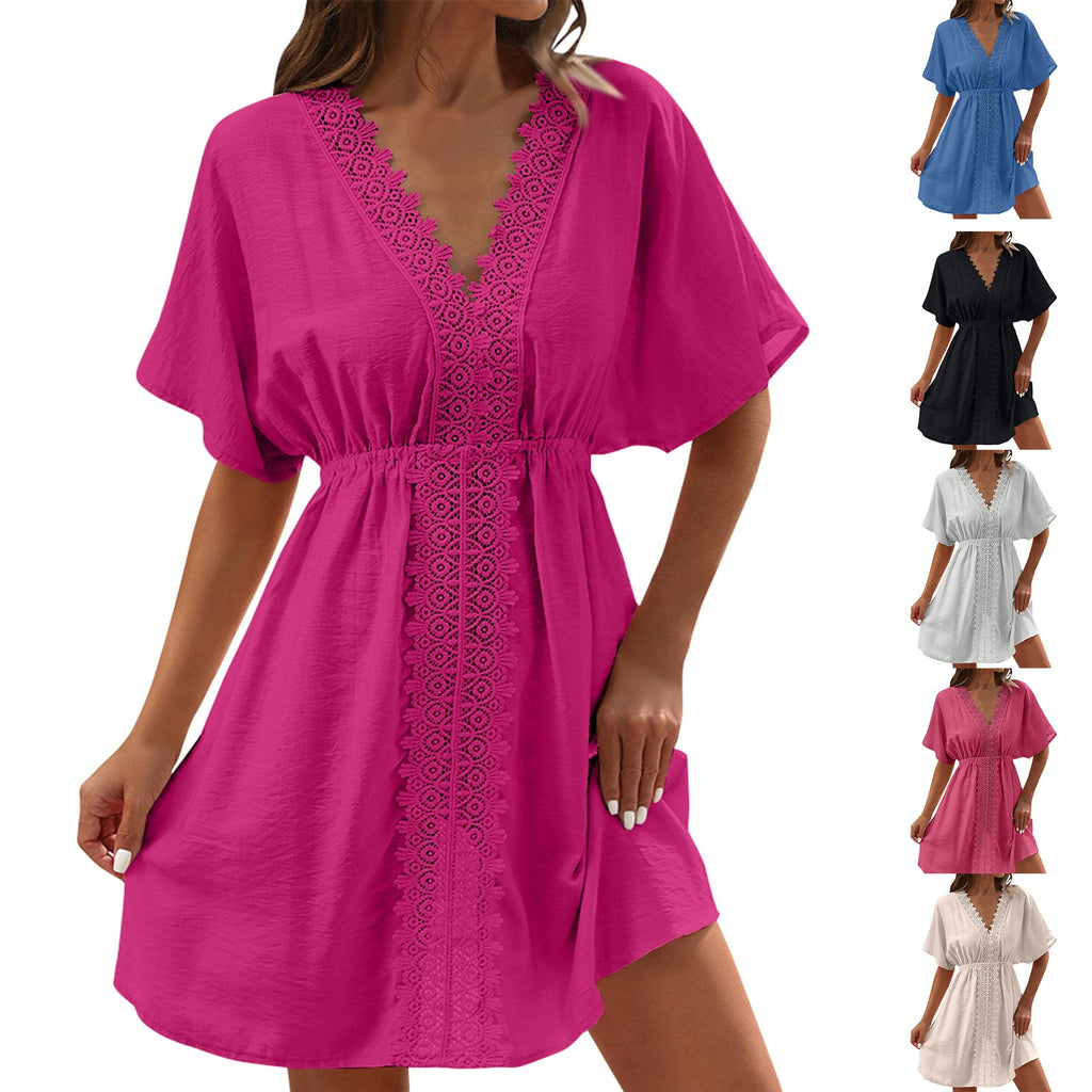 Ice Silk Lace Bikini with Beach Dress for Women