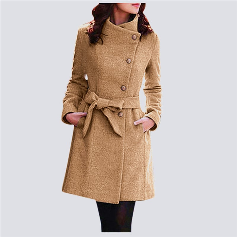 Women's Winter Lapel Wool Trench Coat Overcoat
