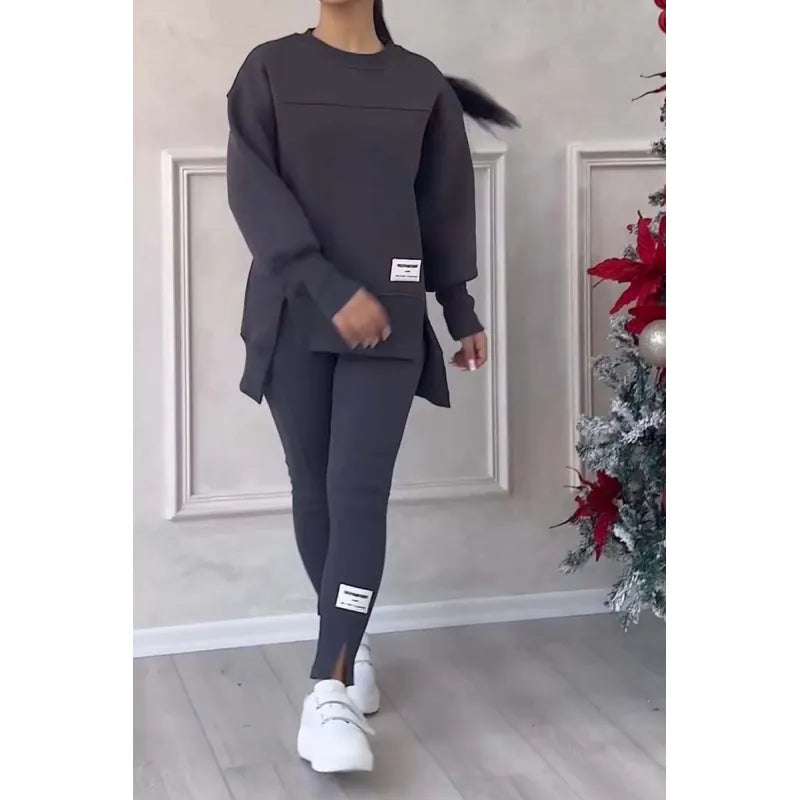 Women's Long-sleeved Printed Sweater Leggings Suit