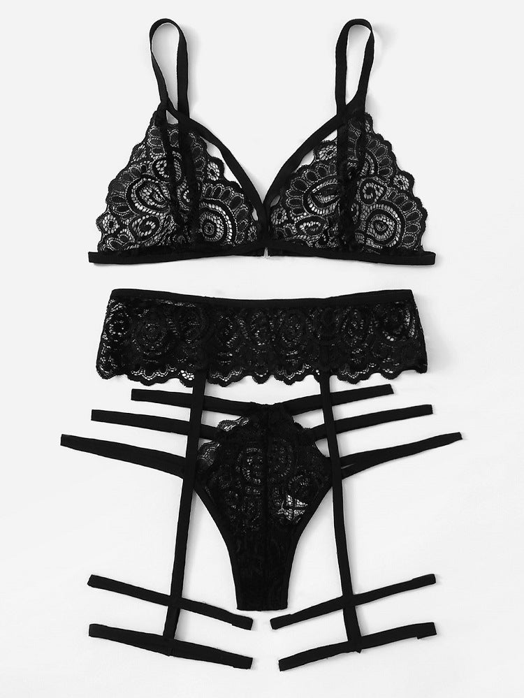 Lace Sheer Lingerie Set for Women - 3 Pieces