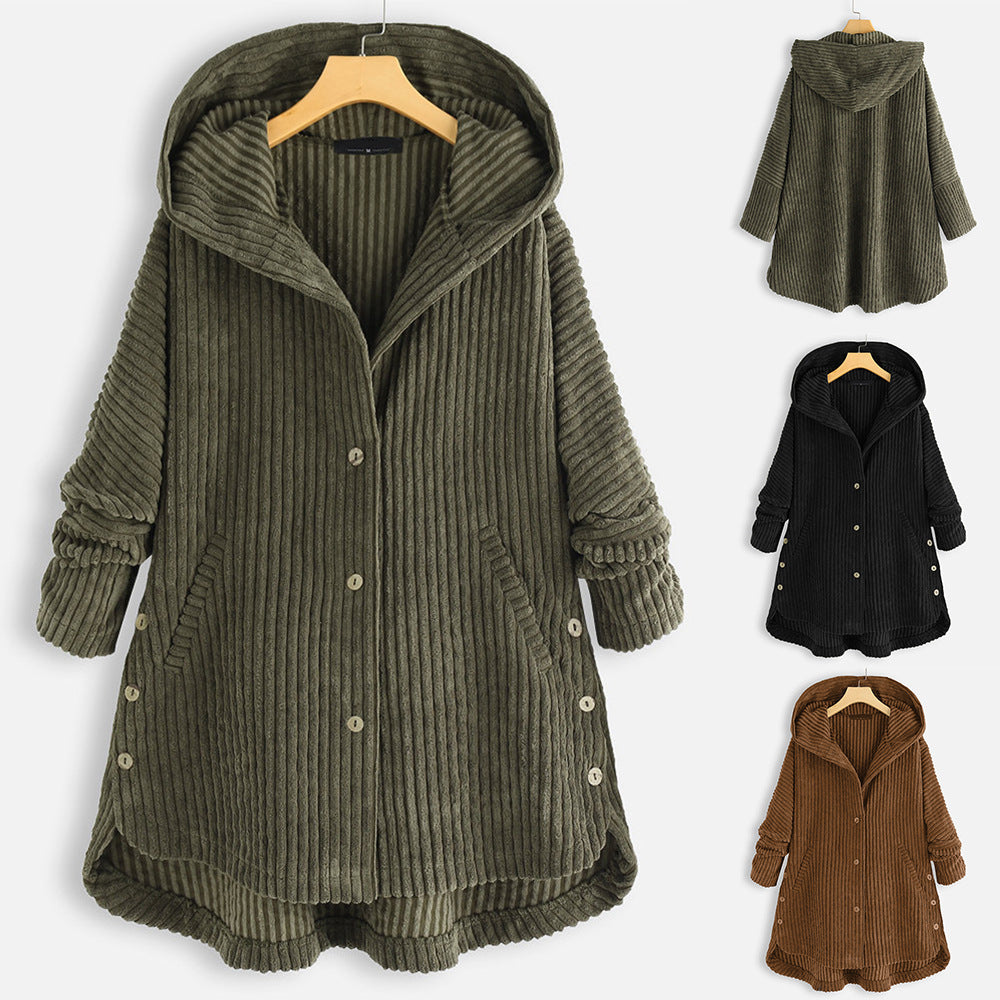 Retro Plus Size Loose Corduroy Coat in New Style