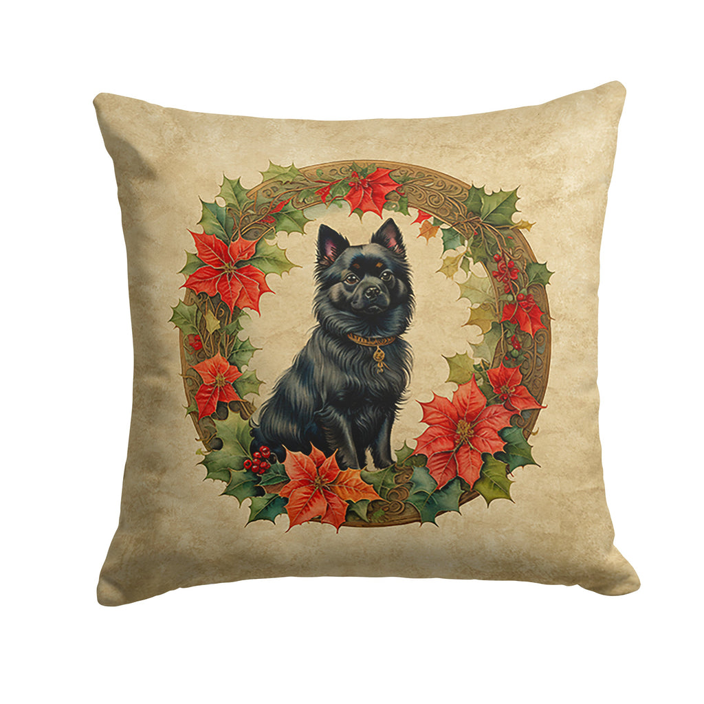 German Spitz Christmas Flowers Throw Pillow