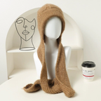 Women's Fleece-lined Knitted Scarf and Hat Set | Embroidered Cap
