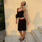 Solid Color Camisole and Mini Skirt Set