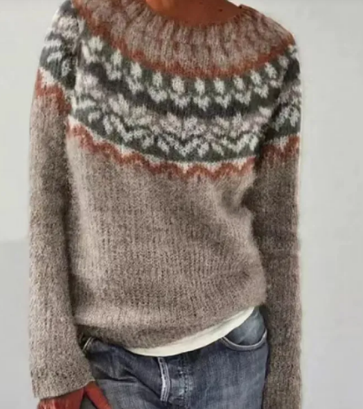 Women's Round Neck Multicolor Pullover Sweater | Streetwear