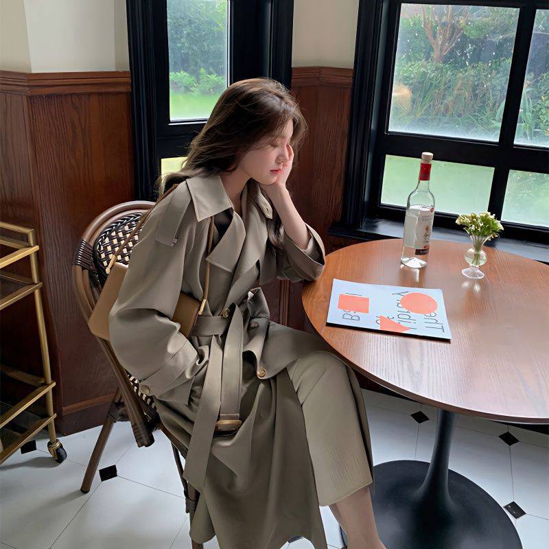 Mid-length Trench Coat for Women - Fashionable & Simple